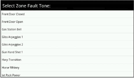 Image of Select Zone Fault Tone Screen