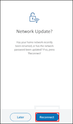 Image of Network Update screen