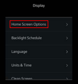 image of the Homelife Touchscreen Display Settings menue highlihgting Home Screen Options