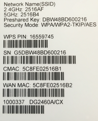 MAC Address of DPQ3925 gateway