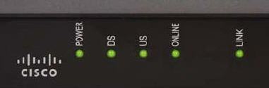 Modem lights on the Cisco DPC3010