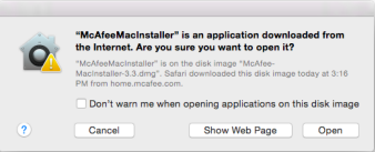 McAfeeMacInstaller window