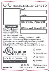 Image of Netgear CBR750 modem label