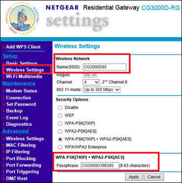 Setting Up WiFi With the Netgear CG3000D CG4500BD