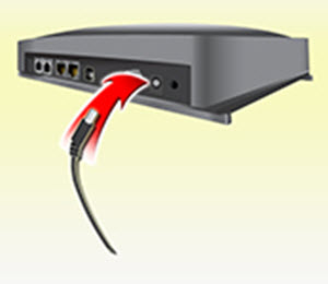 imagen de cómo enchufar el cable de corriente del módem