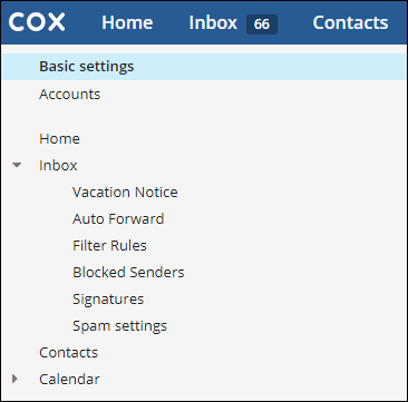 Image of the Settings menu