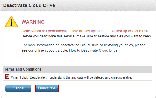 highlights checkbox, deactivate button
