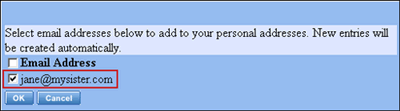 checkmark by email address