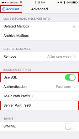 Changing Email Server Settings For Mail On Ios