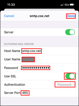 image of the smtp.cox.net window