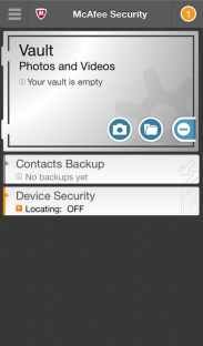 image of McAfee home screen for iOS