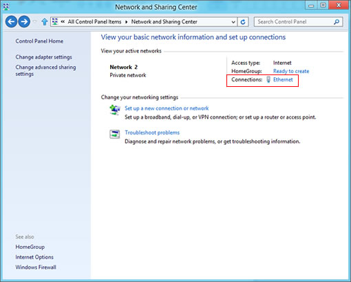 image of Ethernet highlighted