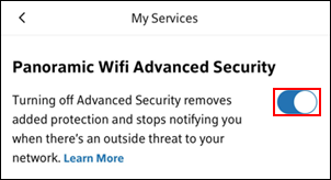 Image of Advanced Security Toggle Off switch