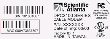 Image of the dpc2100 mac label