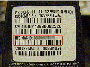 Example Mac Address of the Arris / Motorola SB5100