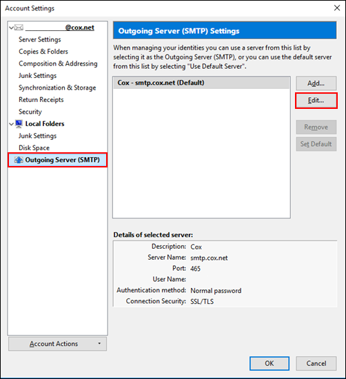 imagen de la ventana account settings con selecciones resaltadas