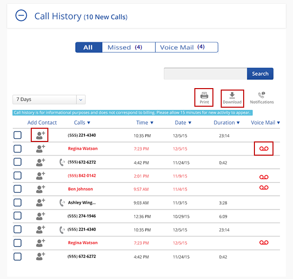 Call History View