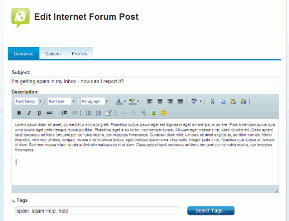 Image of Edit Forum Post window