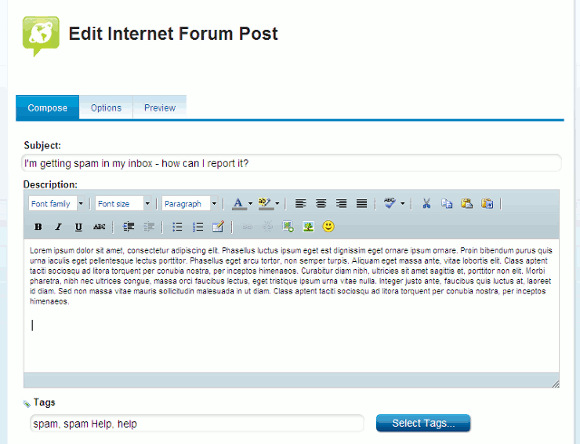 Imagen de la ventana Edit Forum Post