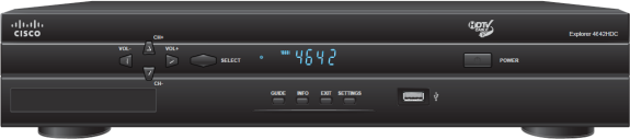 Vista fontal del receptor de DVR de alta definición Arris XG1