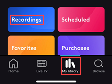 image of bottom navigation bar and recordings