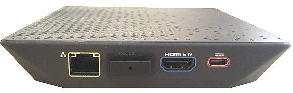 Diagrama del panel trasero del receptor Arris Xi6 MoCA y IP HD donde se muestran el puerto Ethernet, los puestos HDMI y el puerto de alimentación.