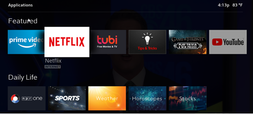 Image of the Contour 2 Apps screen highlighting the Netflix app