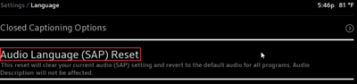 Image of Audio Language (SAP) Reset