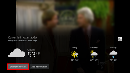 Imagen de la app Contour 2 Weather en la que se resalta la opción Extended forecast