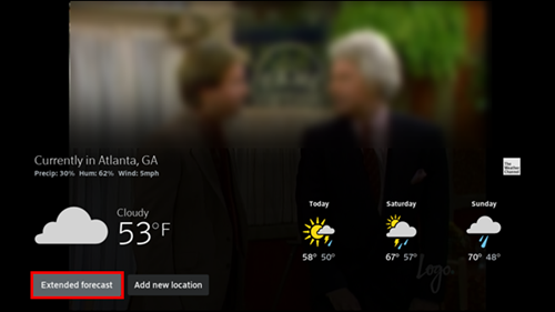 Image of the Contour 2 Weather app highlighting the Extended forecast option