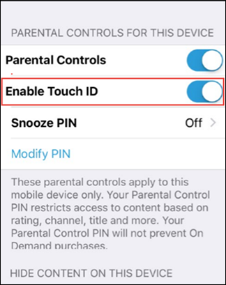 Touch ID en Control de contenido para menores