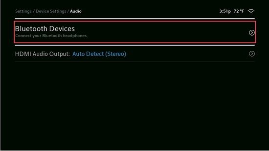 Image of Device Settings Bluetooth Devices