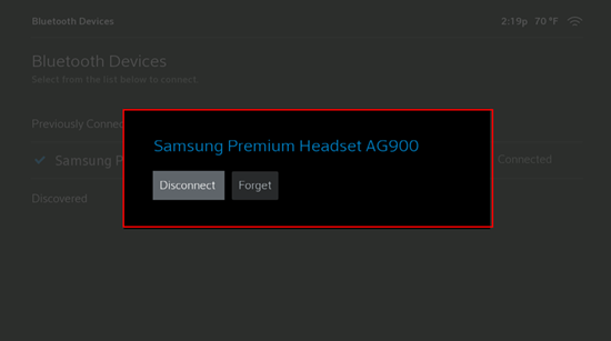 Image of Disconnect or Forget in Bluetooth Settings